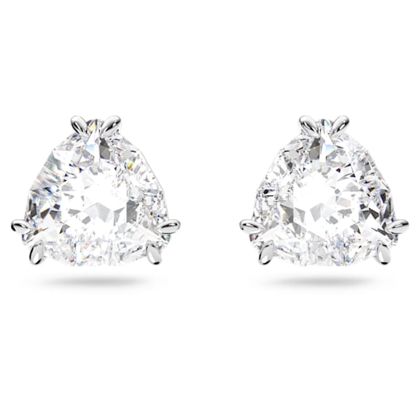 Millenia stud earrings, Trilliant cut crystal, White, Rhodium plated - Swarovski, 5619498