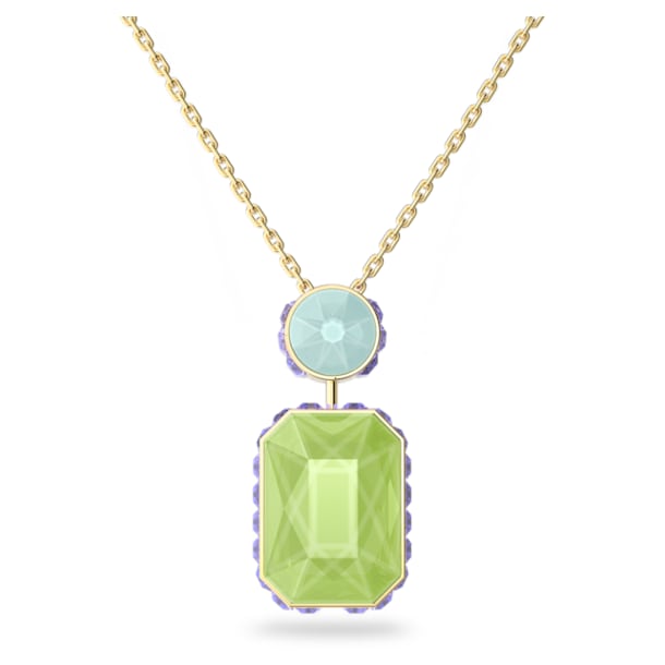 Orbita necklace, Octagon cut crystal, Multicolored, Gold-tone plated - Swarovski, 5619787