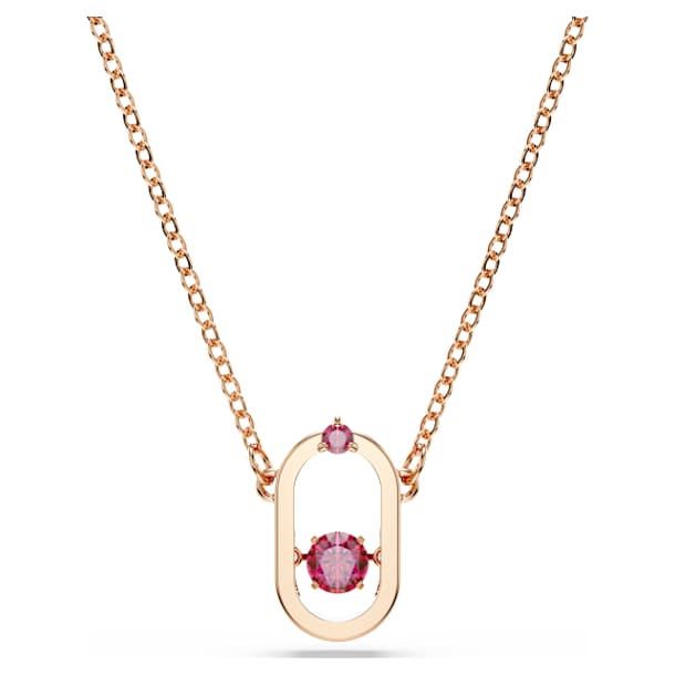 Swarovski Sparkling Dance Oval necklace, Round cut, Red, Rose gold-tone plated - Swarovski, 5620550