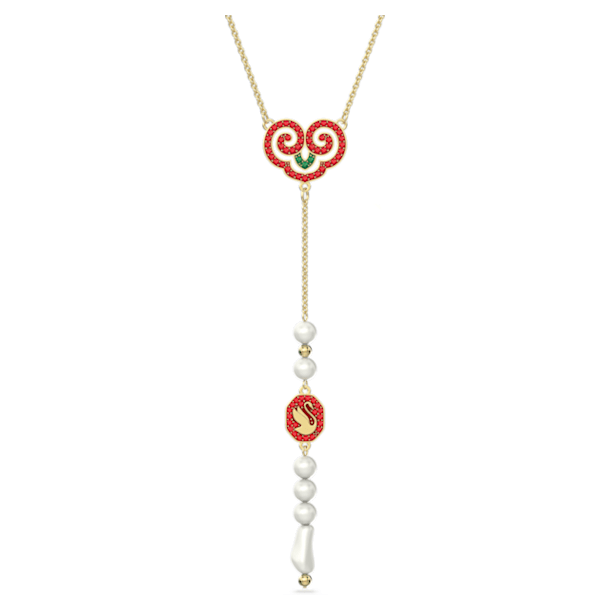 Gratia pendant, Swan, Red, Gold-tone plated - Swarovski, 5622085