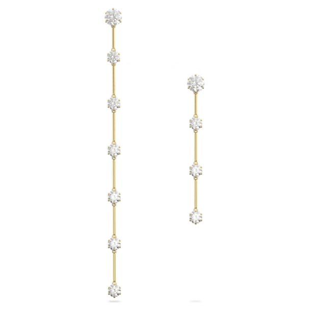 Σκουλαρίκια Constella, Ασύμμετρα σταγονοειδή κρύσταλλα, Λευκό, Λαμπερή επιμετάλλωση σε χρυσό τόνο - Swarovski, 5622721
