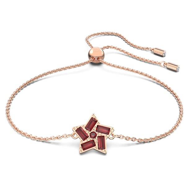 Stella bracelet, Star, Red, Rose-gold tone plated - Swarovski, 5624353
