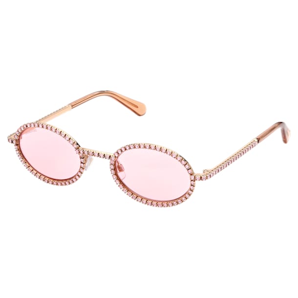 Sunglasses, Oval, Pavé crystals, Pink - Swarovski, 5625297