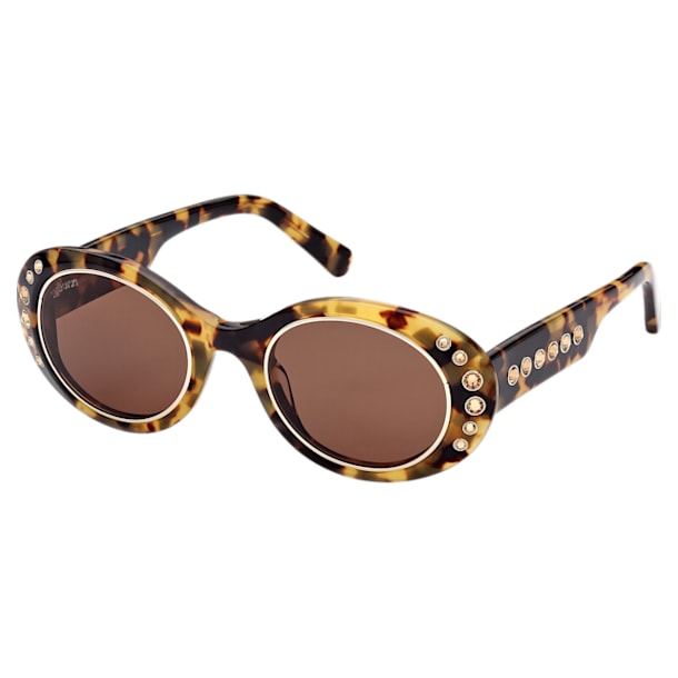 Sunglasses, Oversized, Pavé, Brown - Swarovski, 5625304