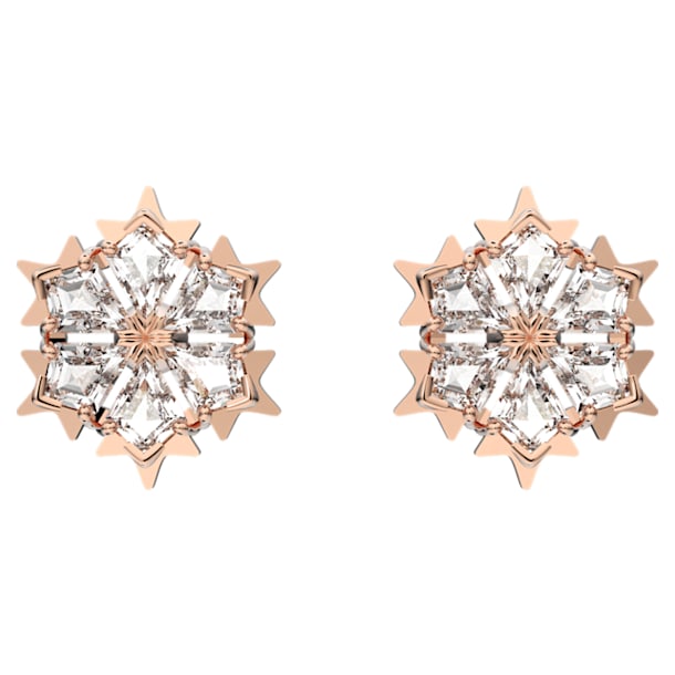 Τρυπητά σκουλαρίκια Magic, λευκά, επιχρυσωμένα με ροζ χρυσό - Swarovski, 5627348