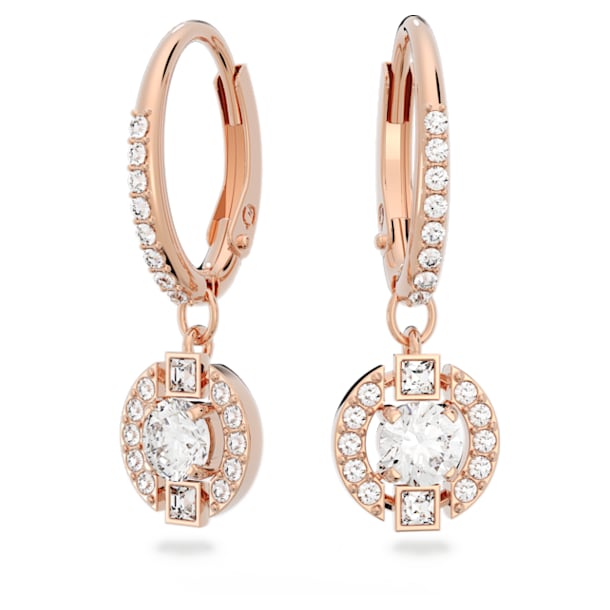 Swarovski Sparkling Dance Round stud earrings, White, Rose gold-tone plated - Swarovski, 5627350