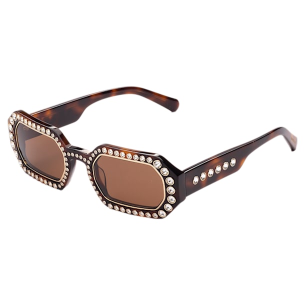 Sunglasses, Octagon, Pavé, Brown - Swarovski, 5627866