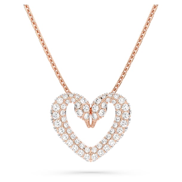 Una pendant, Heart, Small, White, Rose-gold tone plated - Swarovski, 5628657