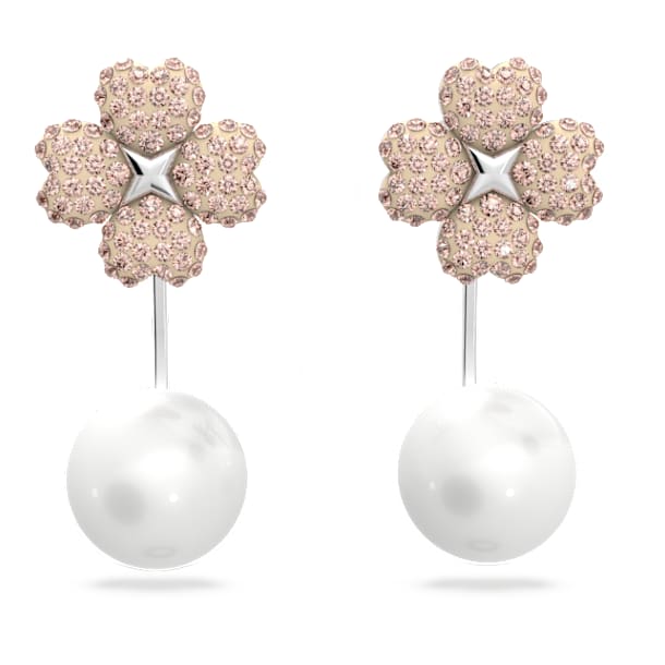 Boucles D'oreilles Boules Roses Satellite - Quartz Rose, Bronze, Fermoir Clous - Occasion