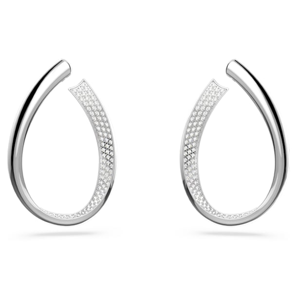 Exist hoop earrings, Medium, White, Rhodium plated - Swarovski, 5636490