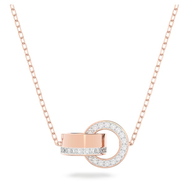 Hollow pendant, Intertwined circles, Small, White, Rose gold-tone plated - Swarovski, 5636496