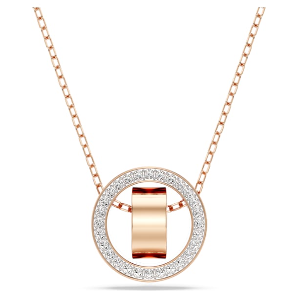 Hollow pendant, Circle, White, Rose-gold tone plated - Swarovski, 5636500