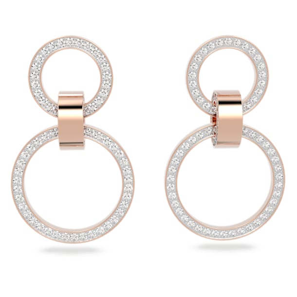 Hollow hoop earrings, White, Rose-gold tone plated - Swarovski, 5636502