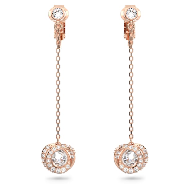 Generation clip earrings, White, Rose gold-tone plated - Swarovski, 5636508