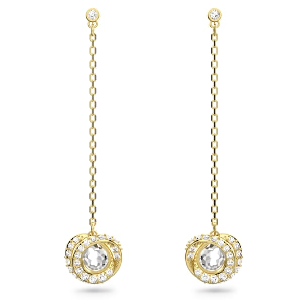 Generation drop earrings, Long, White, Gold-tone plated - Swarovski, 5636514