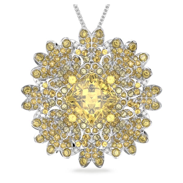 Eternal Flower brooch, Flower, Yellow, Mixed metal finish - Swarovski, 5642857