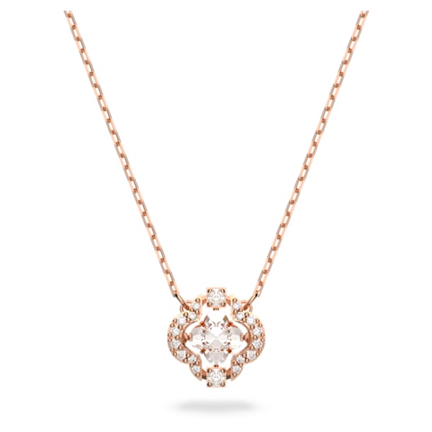 Swarovski Sparkling Dance necklace, White, Rose-gold tone plated - Swarovski, 5642928