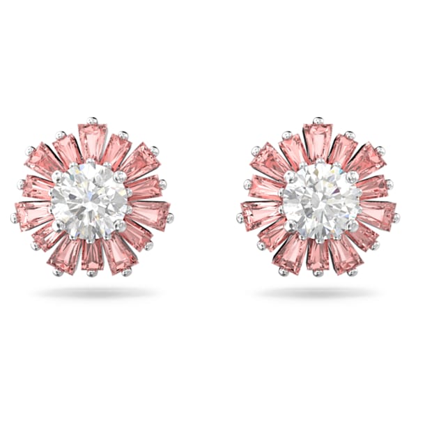 Sunshine stud earrings, Pink, Rhodium plated - Swarovski, 5642962