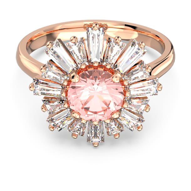 Prsten Sunshine, Růžová, Pokoveno v růžovozlatém odstínu - Swarovski, 5642970