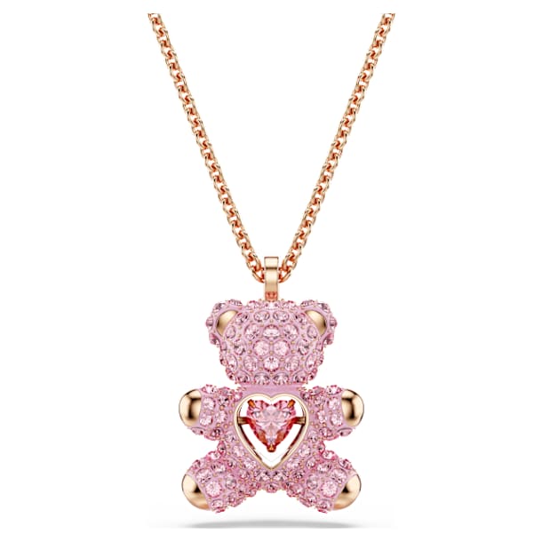 Teddy pendant, Pink, Rose-gold tone plated - Swarovski, 5642976