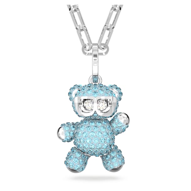 Teddy pendant, Blue, Rhodium plated - Swarovski, 5642979