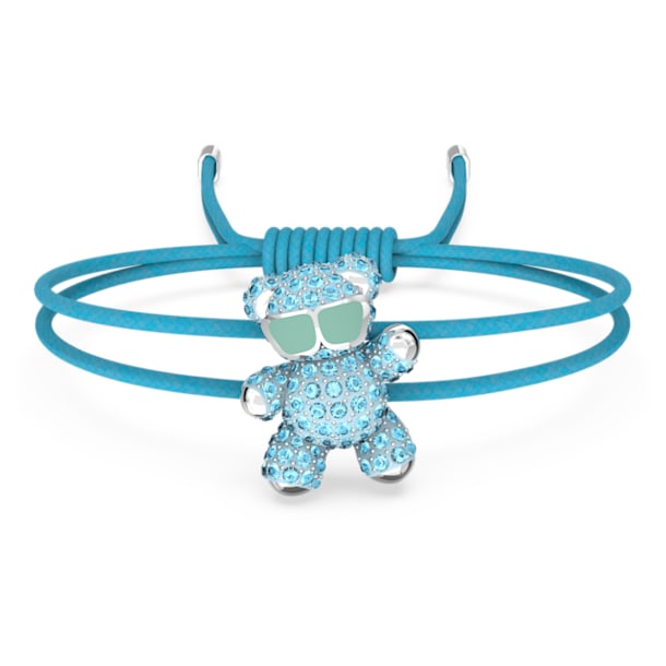 Teddy bracelet, Blue, Rhodium plated - Swarovski, 5642980