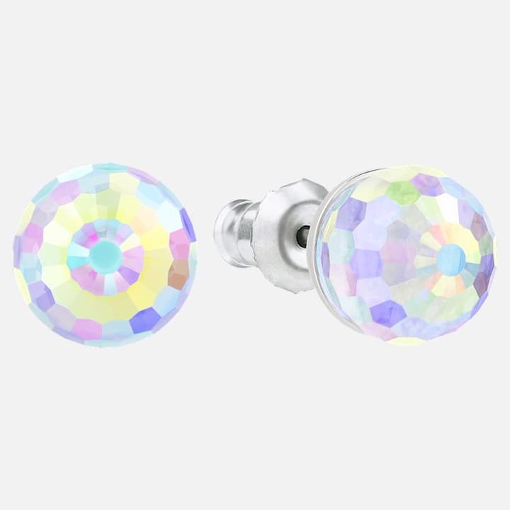Solitaire Pierced Earrings Multi Coloured Rhodium Plated Solitaire Pierced Earrings Multi Coloured Rhodium Plated