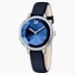 Crystal lake watch, leather strap, blue, stainless steel