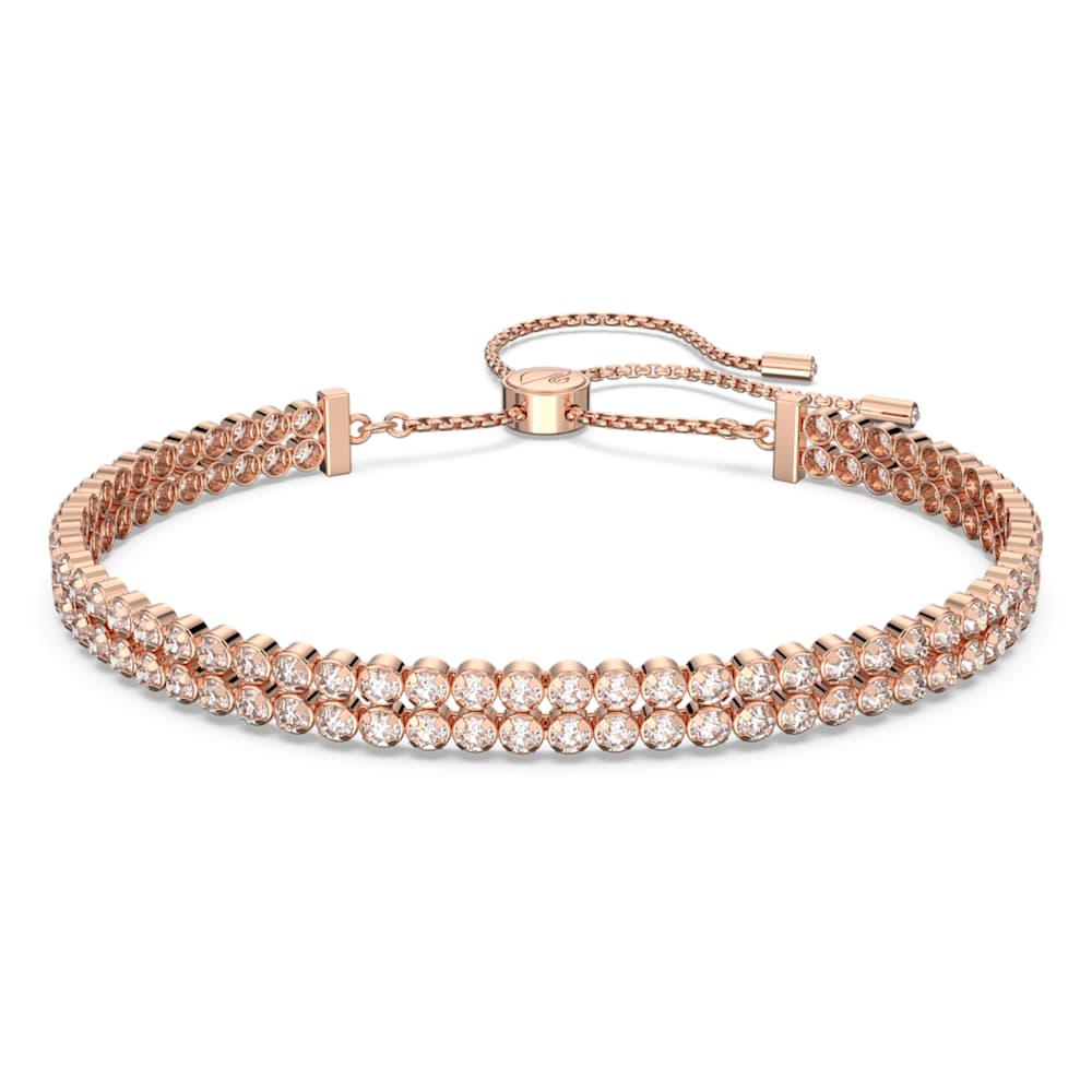 Subtle bracelet, Round cut, White, Rose gold-tone plated | Swarovski