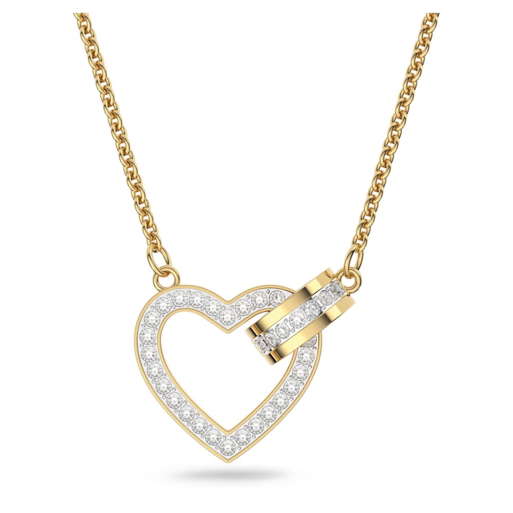 Lovely necklace, Heart, White, Gold-tone plated | Swarovski