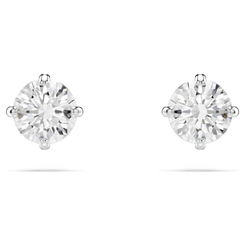 Stilla Attract stud earrings — Round cut, White, Rhodium plated