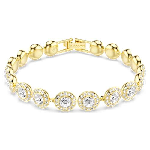 Una Angelic bracelet — Round cut, Pavé, Medium, White, 18K gold finish
