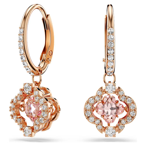 Una drop earrings — Clover, Pink, 18K rose gold finish