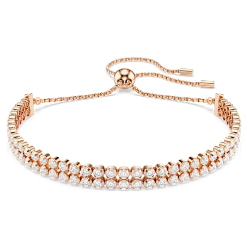 Matrix Tennis bracelet — Round cut, White, 18K rose gold finish