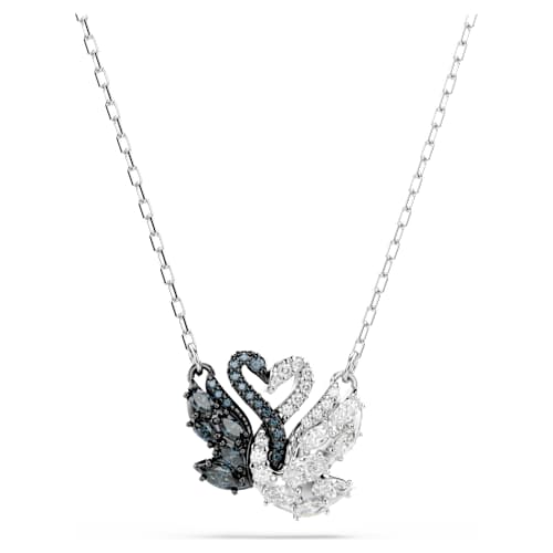 Swan pendant — Swan, Black, Mixed metal finish