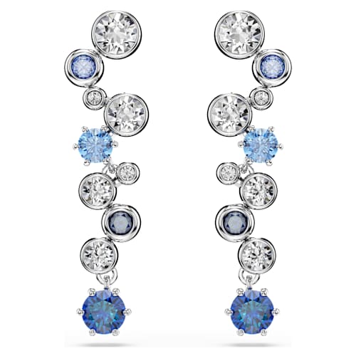 Constella drop earrings — Mixed cuts, Blue, Rhodium plated