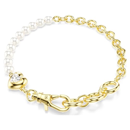 Idyllia bracelet — Crystal pearl, White, 18K gold finish