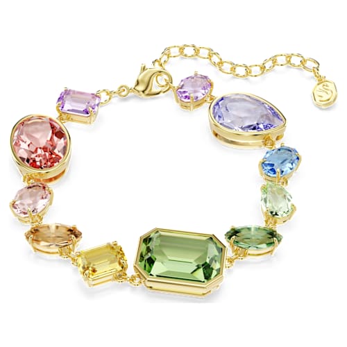 Gema bracelet — Mixed cuts, Multicoloured, 18K gold finish