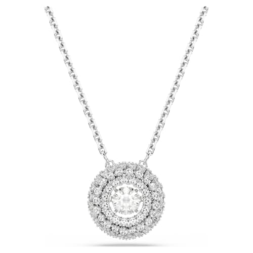 Sublima pendant — Round cut, White, Rhodium plated
