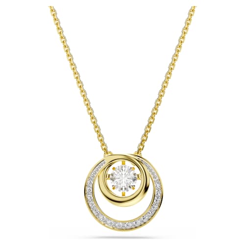 Hyperbola pendant — Round cut, White, 18K gold finish