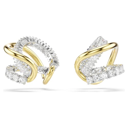 Hyperbola ear cuffs — Mixed cuts, White, Mixed metal finish