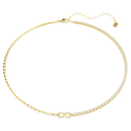 Matrix necklace — Round cut, White, 18K gold finish