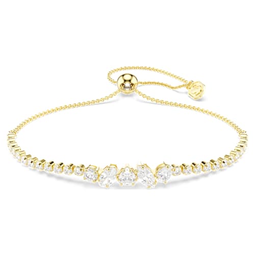 Mesmera bracelet — Mixed cuts, White, 18K gold finish