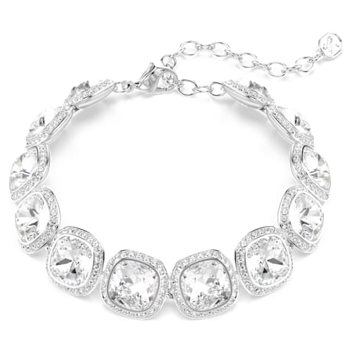 Una Angelic bracelet — Cushion cut, White, Rhodium plated
