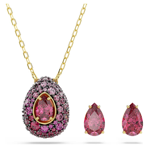Sublima set — Set (2), Pear cut, Red, 18K gold finish