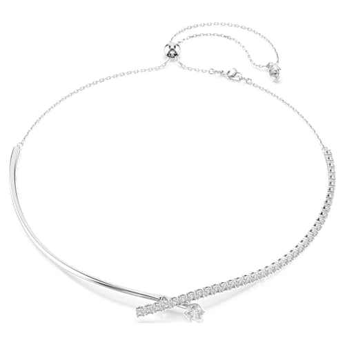 Matrix necklace — Round cut, White, Rhodium plated