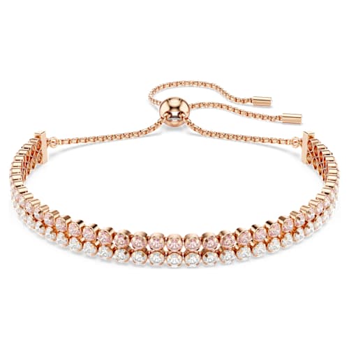 Matrix bracelet — Round cut, White, 18K rose gold finish