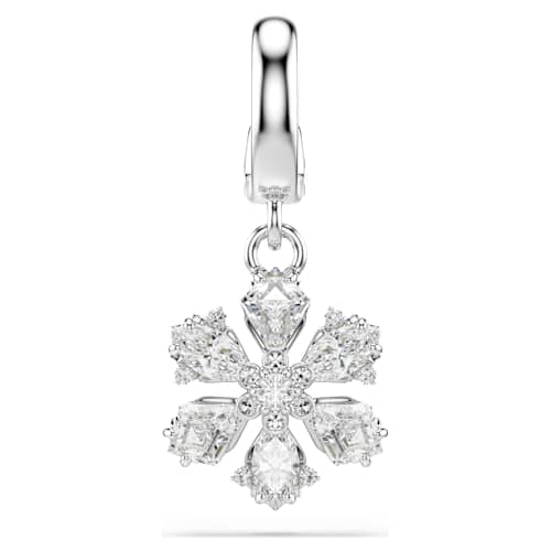 Idyllia charm — Mixed cuts, Snowflake, White, Rhodium plated