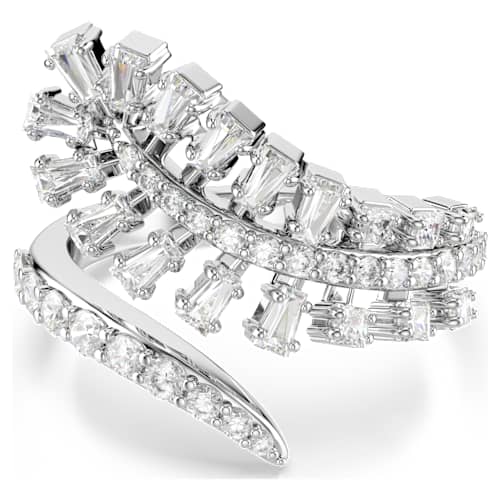 Vienna open ring — Mixed cuts, Feather, White, Rhodium plated