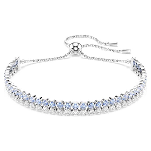 Matrix bracelet — Round cut, Blue, Rhodium plated